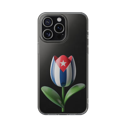 "Bandera Cubana Tulipan"- Clear Phone Case